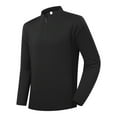 thumbnail image 1 of ZCFZJW Men's Running Shirt Long Sleeve Quarter Zip up Stand Collar Pullover Lightweight Moisture Wicking Quick Dry Athletic Workout Shirts Black M, 1 of 4
