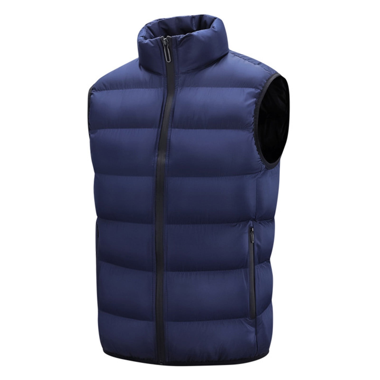 ZCFZJW Men's Running Vest Outerwear, Lightweight Windproof Fleece-Lined Softshell Sleeveless Stand Collar Jacket for Golf Blue XXXXXL