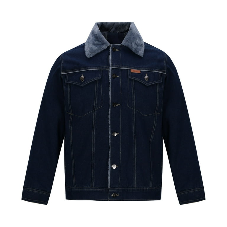 ZCFZJW Men's Sherpa Fleece Lined Denim Jacket Warm Winter Long