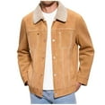 thumbnail image 1 of ZCFZJW Men's Sherpa Fleece Lined Thicken Denim Jacket, Men Fashion Winter Warm Faux Suede Jacket, Slim Fit Trucker Cowboy Notch Lapel Collared Outwear Coat Khaki M, 1 of 8