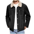 thumbnail image 1 of ZCFZJW Men's Sherpa Fleece Lined Thicken Denim Jacket, Men Fashion Winter Warm Faux Suede Jacket, Slim Fit Trucker Cowboy Notch Lapel Collared Outwear Coat Black XXXXL, 1 of 10