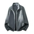 thumbnail image 1 of ZCFZJW Men's Sherpa Fleece Sherpa Lined Jacket Plush Thick Warm Full Zip Up Stand Collar Jacket Soft Outwear Winter Coat with Zipper Pocket Gray M, 1 of 4