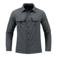 thumbnail image 1 of ZCFZJW Men's Shirt Button Up Sun Protection Shirt Cargo Shirt Quick Dry Fishing Cooling Long Sleeve Solid Color Button Down Shirt Outdoor Safari Shirts Hiking Gray XXXXL, 1 of 7