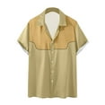 thumbnail image 1 of ZCFZJW Men's Short Sleeve Button Down Bowling Shirts Hawaiian Vintage Color Block Printed Casual Summer Regular Fit Beach Aloha Shirt Khaki#03 M, 1 of 5