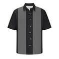 thumbnail image 1 of ZCFZJW Men's Short Sleeve Button Down Vintage Bowling Shirts Hawaiian Casual Striped Color Block Printed Beach Shirt Summer Regular Fit Top Gray L, 1 of 5