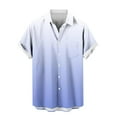 thumbnail image 1 of ZCFZJW Men's Short Sleeve Button Up Hawaiian Shirt 1950s Vintage Bowling Shirts Casual Tie Dye Gradient Color Printed Summer Beach Vacation Tees Tops with Pockets Blue XXL, 1 of 6