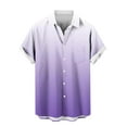 thumbnail image 1 of ZCFZJW Men's Short Sleeve Button Up Hawaiian Shirt 1950s Vintage Bowling Shirts Casual Tie Dye Gradient Color Printed Summer Beach Vacation Tees Tops with Pockets Purple XXXXL, 1 of 5