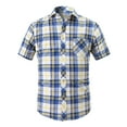thumbnail image 1 of ZCFZJW Men's Short Sleeve Pocket Plaid Shirts Button Down Thin Leisure Shirts Trendy Soft Cotton Turndown Collar Plaid Shirts for Men Blue#01 M, 1 of 3
