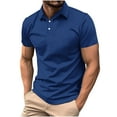 thumbnail image 1 of ZCFZJW Men's Short Sleeve Polo Golf Shirts Solid Color Casual Button Moisture Wicking Athletic T-Shirts Casual Collared Shirt Tops Blue M, 1 of 6