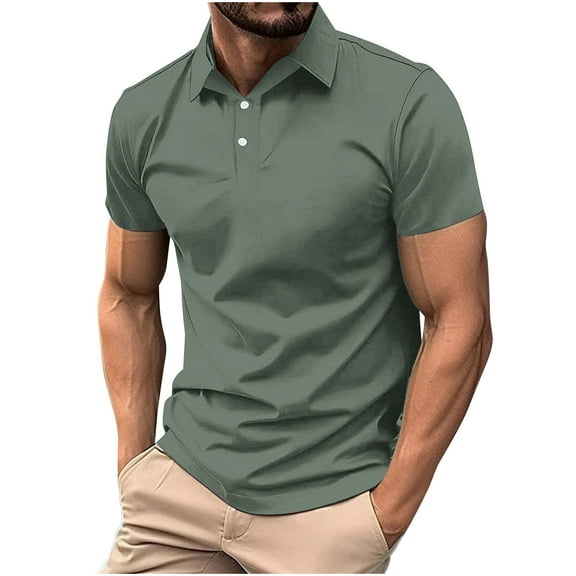 ZCFZJW Men's Short Sleeve Polo Golf Shirts Solid Color Casual Button Moisture Wicking Athletic T-Shirts Casual Collared Shirt Tops Mint Green XXL