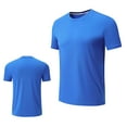 thumbnail image 1 of ZCFZJW Men's Short Sleeve T-Shirt Trendy Solid Color Quick Dry UPF 50+ Athletic Running Workout Fishing Top Tee Performance Shirts Blue M, 1 of 6
