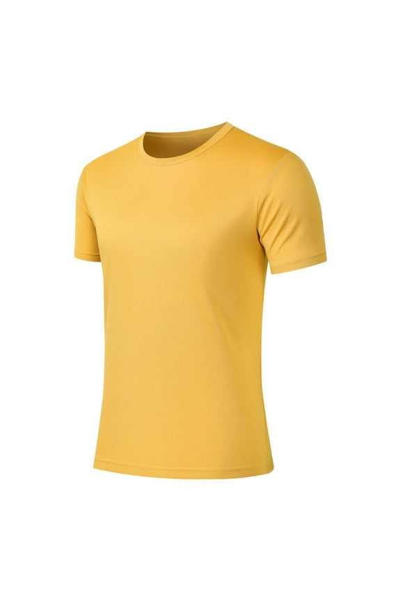 Men's Short Sleeve UPF 50+ T-Shirt Lightweight Quick Dry Rash Guard Athletic Running Swim Top Tee Performance Water Shirts Yellow XXXL
