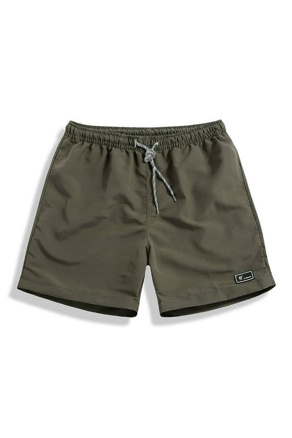 Men's Shorts Casual Classic Fit Stylish Drawstring Elastic Waist Solid Color Summer Beach Shorts with Pockets Loose Workout Sport Shorts Army Green L
