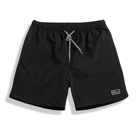 ZCFZJW Men's Shorts Casual Classic Fit Stylish Drawstring Elastic Waist Solid Color Summer Beach Shorts with Pockets Loose Workout Sport Shorts Black M