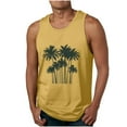 thumbnail image 1 of ZCFZJW Men's Sleeveless Workout Swim Shirts Big and Tall Regular Fit Quick Dry Running Tank Tops Summer Tropical Palm Tree Print Muscle Tees Yellow XL, 1 of 5