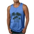 thumbnail image 1 of ZCFZJW Men's Sleeveless Workout Swim Shirts Big and Tall Regular Fit Quick Dry Running Tank Tops Summer Tropical Palm Tree Print Muscle Tees Blue S, 1 of 5