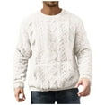 thumbnail image 1 of ZCFZJW Men's Slim Fit Crewneck Pullover Sweater Winter Thick Warm Casual Chunky Cable Knit Comfort Heavy Long Sleeve Sweaters with Kangaroo Pockets White XXXL, 1 of 6