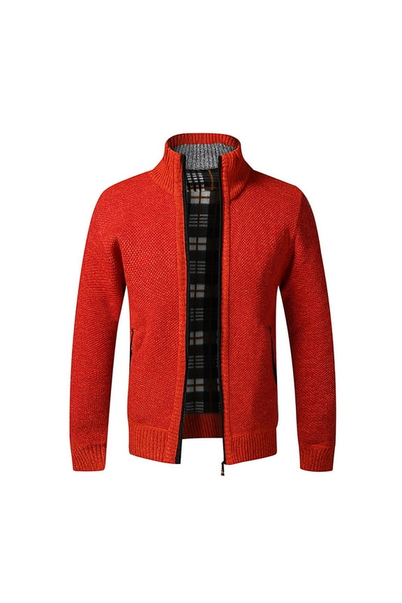 Men's Slim Fit Lightweight Softshell Bomber Jacket Coat Fall Jackets For Men Casual Fall Winter Long Sleeve Full Zip up Plush Thickened Coat Outwear Tops Orange L