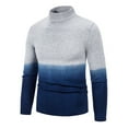 thumbnail image 1 of ZCFZJW Men's Slim Fit Mock Neck Sweater Casual Tie Dye Gradient Print Long Sleeve Knitted Pullover Sweaters Loose Lightweight Comfy Outwear Coat Blue XL, 1 of 8