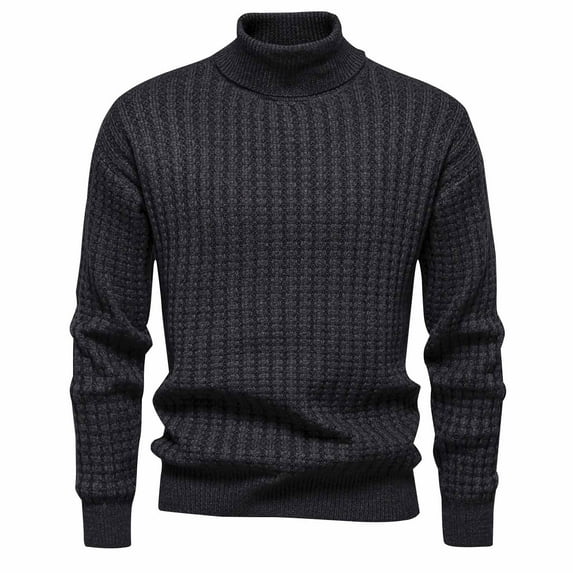 ZCFZJW Men's Slim Fit Mock Turtleneck Pullover Sweater Fall Lightweight Casual Long Sleeve Basic Cable Knitted Thermal Sweaters Black XXXL