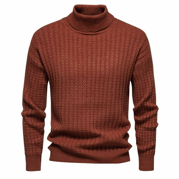 ZCFZJW Men's Slim Fit Mock Turtleneck Pullover Sweater Fall Lightweight Casual Long Sleeve Basic Cable Knitted Thermal Sweaters Red XL