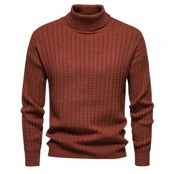 ZCFZJW Men's Slim Fit Mock Turtleneck Pullover Sweater Fall Lightweight Casual Long Sleeve Basic Cable Knitted Thermal Sweaters Red XXL