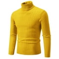 thumbnail image 1 of ZCFZJW Men's Slim Fit Turtleneck Sweater Tops Casual Basic Ribbed Knitted Solid Color Long Sleeve High Neck Pullover Sweaters Coat Yellow XXXL, 1 of 2