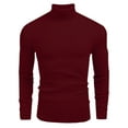 thumbnail image 1 of ZCFZJW Men's Slim Fit Turtleneck Sweaters Casual Solid Color Basic Cable Knitted Long Sleeve Pullover Sweater Thick Warm Thermal Tops Wine XXL, 1 of 7