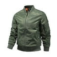 thumbnail image 1 of ZCFZJW Men's Spring Fall Casual Bomber Jacket Cargo Stand Collar Long Sleeve Full Zipper Military Windbreaker Jackets Coat Outwear Army Green XXXL, 1 of 5
