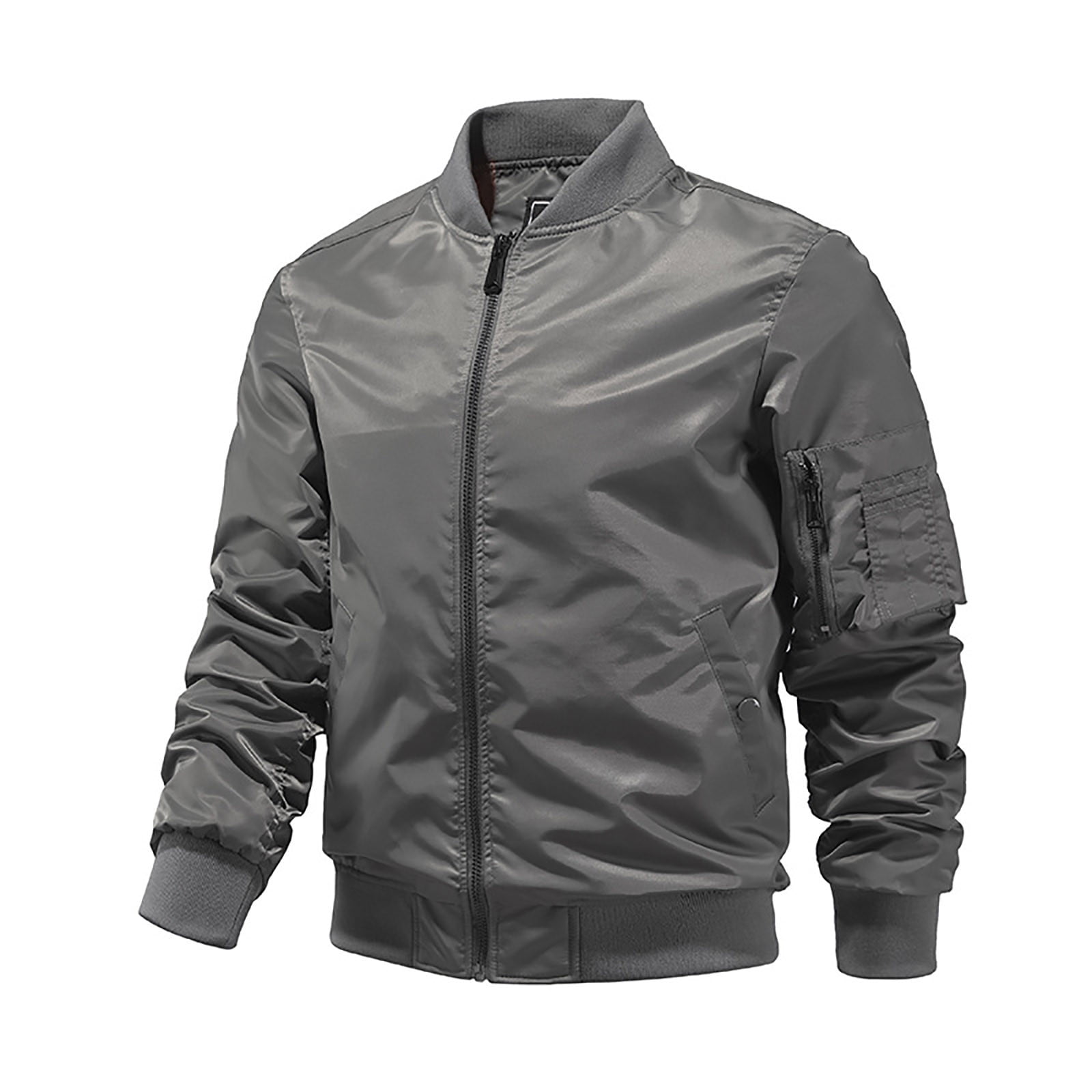 ZCFZJW Men's Spring Fall Casual Bomber Jacket Cargo Stand