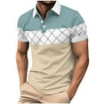 thumbnail image 1 of ZCFZJW Men's Striped Color Block Golf Shirt Work Dressy Casual Summer Short Sleeve Button Collared Athletic Workout T-Shirts Tops Yellow S, 1 of 7