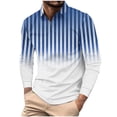thumbnail image 1 of ZCFZJW Men's Striped Polo Shirt Long Sleeve Quarter Zip Pullover Sweater Casual Golf Shirts Vintage Striped Collar V Neck Tie Dye Graphic Fitness Tees Tops Blue XL, 1 of 5