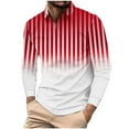 thumbnail image 1 of ZCFZJW Men's Striped Polo Shirt Long Sleeve Quarter Zip Pullover Sweater Casual Golf Shirts Vintage Striped Collar V Neck Tie Dye Graphic Fitness Tees Tops Red S, 1 of 5
