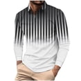 thumbnail image 1 of ZCFZJW Men's Striped Polo Shirt Long Sleeve Quarter Zip Pullover Sweater Casual Golf Shirts Vintage Striped Collar V Neck Tie Dye Graphic Fitness Tees Tops Black XXXXL, 1 of 5