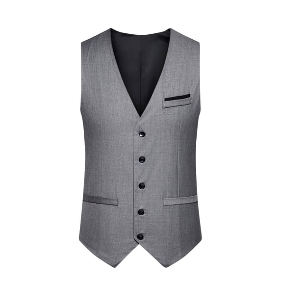 ZCFZJW Men's Suit Vest Formal Wedding Slim Fit Single-Breasted Sleeveless V-Neck Have Pockets Solid Dress Wedding Waistcoat Prom Tuxedo #03-Gray XXL