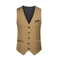 thumbnail image 1 of ZCFZJW Men's Suit Vest Formal Wedding Slim Fit Single-Breasted Sleeveless V-Neck Have Pockets Solid Dress Wedding Waistcoat Prom Tuxedo #03-Khaki XL, 1 of 9