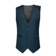 thumbnail image 1 of ZCFZJW Men's Suit Vest Formal Wedding Slim Fit Single-Breasted Sleeveless V-Neck Have Pockets Solid Dress Wedding Waistcoat Prom Tuxedo #05-Navy M, 1 of 9