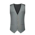 thumbnail image 1 of ZCFZJW Men's Suit Vest Formal Wedding Slim Fit Single-Breasted Sleeveless V-Neck Have Pockets Solid Dress Wedding Waistcoat Prom Tuxedo #07-Gray M, 1 of 9
