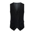 thumbnail image 1 of ZCFZJW Men's Suit Vest Formal Wedding Slim Fit Single-Breasted Sleeveless V-Neck Have Pockets Solid Dress Wedding Waistcoat Prom Tuxedo #10-Black S, 1 of 9