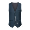 thumbnail image 1 of ZCFZJW Men's Suit Vest Formal Wedding Slim Fit Single-Breasted Sleeveless V-Neck Have Pockets Solid Dress Wedding Waistcoat Prom Tuxedo #11-Navy XXL, 1 of 9
