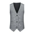 thumbnail image 1 of ZCFZJW Men's Suit Vest Formal Wedding Slim Fit Single-Breasted Sleeveless V-Neck Have Pockets Solid Dress Wedding Waistcoat Prom Tuxedo #13-Gray XXL, 1 of 9