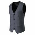 thumbnail image 1 of ZCFZJW Men's Suit Vest Sleeveless Button V Neck Business Formal Dress Waistcoat Vest with 3 Pockets for Suit or Tuxedo Gray XL, 1 of 3