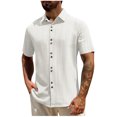 thumbnail image 1 of ZCFZJW Men's Summer Shirt Textured Short Sleeve Button Down Shirt Wrinkle Free Beach Vacation Tees Shirts Lightweight Collared T-Shirt Tops White S, 1 of 9