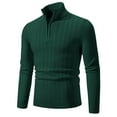 thumbnail image 1 of ZCFZJW Men's Sweater Quarter Zip Striped Pullover Fall Winter Spring Slim Fit Twist Cable Knitted Basic Solid Color Polo Sweatshirts Green XXL, 1 of 8