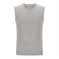 thumbnail image 1 of ZCFZJW Men's Sweater Vest V Neck Pullover Sweater Sleeveless Knit Casual Big and Tall Solid Color Basic Slim Fit Vest Dark Gray M, 1 of 1