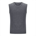 thumbnail image 1 of ZCFZJW Men's Sweater Vest V Neck Pullover Sweater Sleeveless Knit Casual Big and Tall Solid Color Basic Slim Fit Vest Gray M, 1 of 6