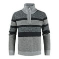 thumbnail image 1 of ZCFZJW Men's Sweaters 1/4 Zip Cotton Sweater Pullover Polo Sweaters Striped Color Block Mock Turtleneck Long Sleeve Fall Winter Warm Sweatshirts Gray XXXL, 1 of 3