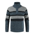 thumbnail image 1 of ZCFZJW Men's Sweaters 1/4 Zip Cotton Sweater Pullover Polo Sweaters Striped Color Block Mock Turtleneck Long Sleeve Fall Winter Warm Sweatshirts Light Blue XXL, 1 of 6