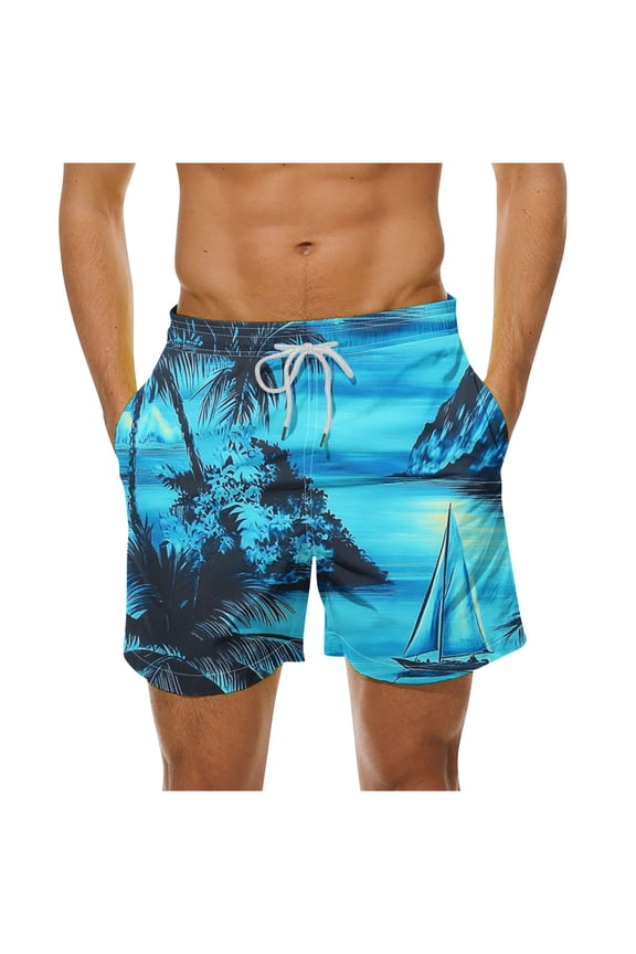Men's Swim Trunks 9" Quick Dry Bathing Suit Big & Tall Beach Swimsuits Trendy Summer Tropical Printed Beach Board Shors with Pockets Multicolor#01 L