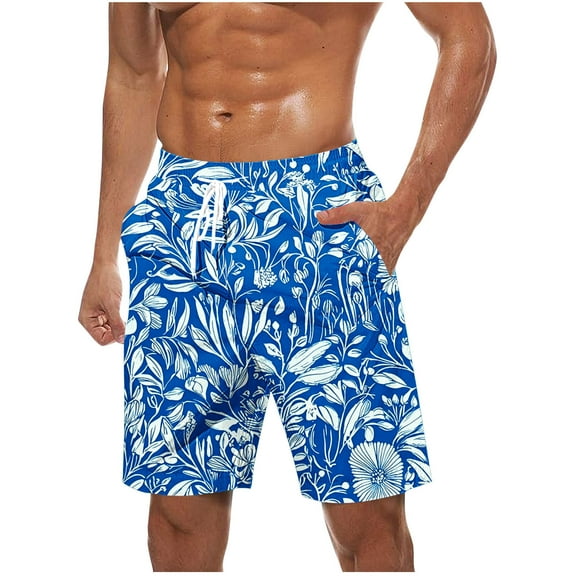 ZCFZJW Men's Swim Trunks Big and Tall Regular Fit Casual Tropical Printed Drawstring Elastic Waist Quick Dry Board Shorts Swimsuit Swimwear Bathing Suit Multicolor#21 M
